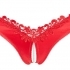 Cottelli – otvorené dámske nohavičky s perličkami a kvetinkou (červené)