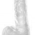 King Cock Clear 6 - malé dildo s prísavkou a semenníkmi (15cm)